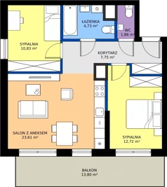 3 pokoje, mieszkanie 61,50 m², piętro 5, oferta nr G2/32, Osiedle Goplana Budynek G, Poznań, Jeżyce, ul. Świętego Wawrzyńca