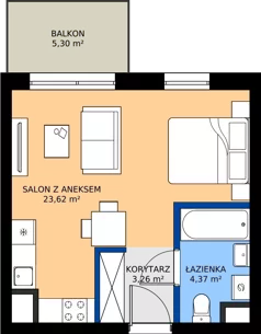 1 pokój, mieszkanie 31,25 m², piętro 1, oferta nr G2/58, Osiedle Goplana Budynek G, Poznań, Jeżyce, ul. Świętego Wawrzyńca
