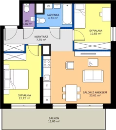 3 pokoje, mieszkanie 61,50 m², piętro 5, oferta nr G2/81, Osiedle Goplana Budynek G, Poznań, Jeżyce, ul. Świętego Wawrzyńca