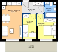 3 pokoje, mieszkanie 48,83 m², piętro 7, oferta nr G2/94, Osiedle Goplana Budynek G, Poznań, Jeżyce, ul. Świętego Wawrzyńca