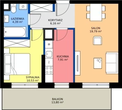 2 pokoje, mieszkanie 48,78 m², piętro 7, oferta nr G2/42, Osiedle Goplana Budynek G, Poznań, Jeżyce, ul. Świętego Wawrzyńca