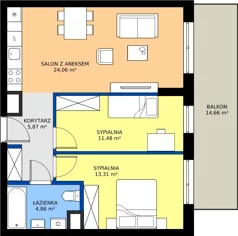 3 pokoje, mieszkanie 59,58 m², piętro 1, oferta nr G2/53, Osiedle Goplana Budynek G, Poznań, Jeżyce, ul. Świętego Wawrzyńca