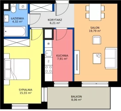 2 pokoje, mieszkanie 53,78 m², piętro 2, oferta nr G2/11, Osiedle Goplana Budynek G, Poznań, Jeżyce, ul. Świętego Wawrzyńca
