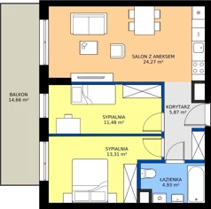 3 pokoje, mieszkanie 59,86 m², piętro 1, oferta nr G2/6, Osiedle Goplana Budynek G, Poznań, Jeżyce, ul. Świętego Wawrzyńca