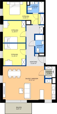 4 pokoje, mieszkanie 96,62 m², piętro 8, oferta nr F/180, Goplana Budynek F, Poznań, Jeżyce, ul. św. Wawrzyńca