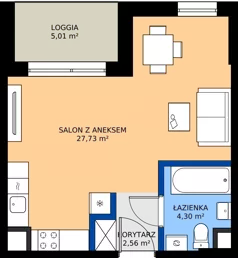 1 pokój, mieszkanie 34,59 m², piętro 4, oferta nr F/70, Goplana Budynek F, Poznań, Jeżyce, ul. św. Wawrzyńca