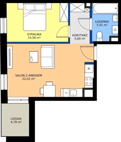2 pokoje, mieszkanie 45,27 m², piętro 5, oferta nr F/161, Goplana Budynek F, Poznań, Jeżyce, ul. św. Wawrzyńca