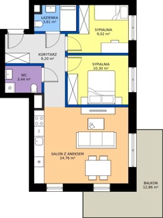 3 pokoje, mieszkanie 60,33 m², piętro 1, oferta nr C.137, Tarasy Bernardyńskie Budynek C, Kalisz, Śródmieście, ul. Kazimierza Mystkowskiego