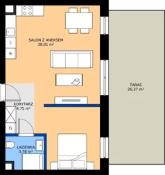 2 pokoje, mieszkanie 46,54 m², parter, oferta nr C.7, Tarasy Bernardyńskie Budynek C, Kalisz, Śródmieście, ul. Kazimierza Mystkowskiego