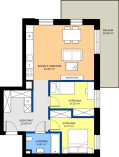 3 pokoje, mieszkanie 60,87 m², piętro 2, oferta nr C.112, Tarasy Bernardyńskie Budynek C, Kalisz, Śródmieście, ul. Kazimierza Mystkowskiego