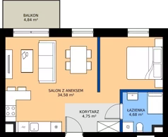2 pokoje, mieszkanie 44,01 m², piętro 3, oferta nr C.159, Tarasy Bernardyńskie Budynek C, Kalisz, Śródmieście, ul. Kazimierza Mystkowskiego