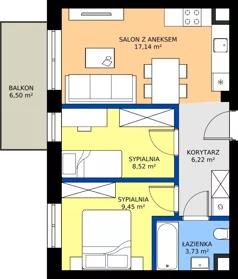 3 pokoje, mieszkanie 45,06 m², parter, oferta nr C.5, Tarasy Bernardyńskie Budynek C, Kalisz, Śródmieście, ul. Kazimierza Mystkowskiego