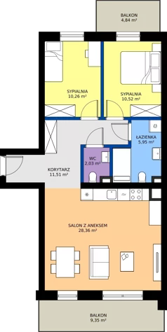 3 pokoje, mieszkanie 68,63 m², piętro 3, oferta nr C.32, Tarasy Bernardyńskie Budynek C, Kalisz, Śródmieście, ul. Kazimierza Mystkowskiego