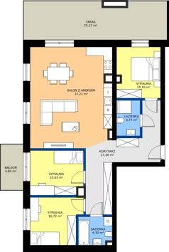 4 pokoje, mieszkanie 94,05 m², piętro 3, oferta nr C.117, Tarasy Bernardyńskie Budynek C, Kalisz, Śródmieście, ul. Kazimierza Mystkowskiego