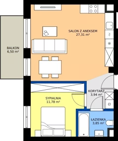 2 pokoje, mieszkanie 46,88 m², parter, oferta nr C.60, Tarasy Bernardyńskie Budynek C, Kalisz, Śródmieście, ul. Kazimierza Mystkowskiego