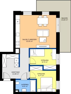 3 pokoje, mieszkanie 60,90 m², piętro 1, oferta nr C.104, Tarasy Bernardyńskie Budynek C, Kalisz, Śródmieście, ul. Kazimierza Mystkowskiego
