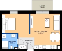 2 pokoje, mieszkanie 43,73 m², piętro 4, oferta nr C.42, Tarasy Bernardyńskie Budynek C, Kalisz, Śródmieście, ul. Kazimierza Mystkowskiego