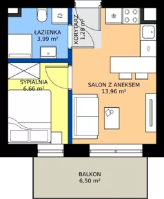 2 pokoje, mieszkanie 25,89 m², piętro 1, oferta nr C.12, Tarasy Bernardyńskie Budynek C, Kalisz, Śródmieście, ul. Kazimierza Mystkowskiego