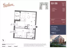 2 pokoje, mieszkanie 49,92 m², piętro 3, oferta nr G1/35, Osiedle Goplana Budynek G, Poznań, Jeżyce, ul. Świętego Wawrzyńca