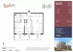 2 pokoje, mieszkanie 48,78 m², piętro 5, oferta nr G2/31, Osiedle Goplana Budynek G, Poznań, Jeżyce, ul. Świętego Wawrzyńca
