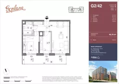 2 pokoje, mieszkanie 48,78 m², piętro 7, oferta nr G2/42, Osiedle Goplana Budynek G, Poznań, Jeżyce, ul. Świętego Wawrzyńca