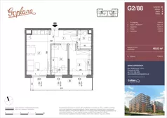 3 pokoje, mieszkanie 48,83 m², piętro 6, oferta nr G2/88, Osiedle Goplana Budynek G, Poznań, Jeżyce, ul. Świętego Wawrzyńca