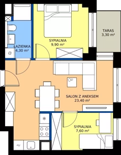 3 pokoje, mieszkanie 45,20 m², parter, oferta nr M01, Kameralny Górczyn, Poznań, Górczyn, ul. Daleka 35