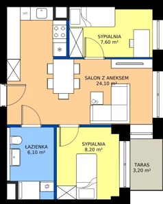 3 pokoje, mieszkanie 45,90 m², parter, oferta nr M02, Kameralny Górczyn, Poznań, Górczyn, ul. Daleka 35