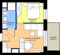 2 pokoje, mieszkanie 26,40 m², piętro 1, oferta nr M07, Kameralny Górczyn, Poznań, Górczyn, ul. Daleka 35