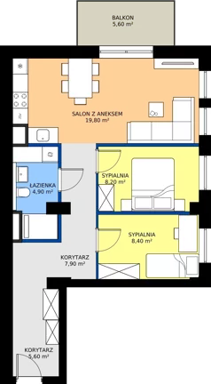 3 pokoje, mieszkanie 54,80 m², piętro 1, oferta nr M08, Kameralny Górczyn, Poznań, Górczyn, ul. Daleka 35
