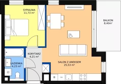 2 pokoje, apartament 45,98 m², piętro 1, oferta nr C.1.3, Oliva Koncept II, Gdańsk, Oliwa, ul. Karwieńska