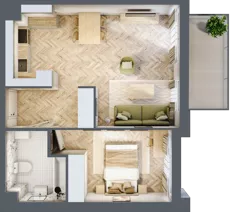 2 pokoje, mieszkanie 46,90 m², piętro 1, oferta nr 2.1.06, Rytelska, Gdańsk, Orunia Górna-Gdańsk Południe, ul. Rytelska
