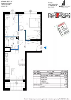 3 pokoje, mieszkanie 57,78 m², piętro 9, oferta nr C90, Maratońska 49, Łódź, Polesie, Retkinia, ul. Maratońska 49
