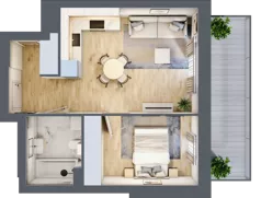 2 pokoje, mieszkanie 39,32 m², piętro 2, oferta nr I.2.6, Pryncypalna 66, Łódź, Górna, Chojny, ul. Pryncypalna 66