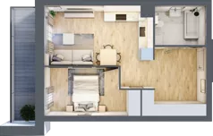 2 pokoje, mieszkanie 43,03 m², piętro 1, oferta nr II.1.7, Pryncypalna 66, Łódź, Górna, Chojny, ul. Pryncypalna 66