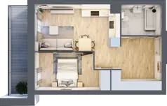 2 pokoje, apartament 42,98 m², piętro 3, oferta nr II.3.7, Pryncypalna 66, Łódź, Górna, Chojny, ul. Pryncypalna 66