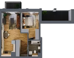 2 pokoje, apartament 45,61 m², piętro 1, oferta nr 16, Folwark Scheiblera, Łódź, Widzew, ul. Tymienieckiego 33A