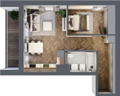2 pokoje, mieszkanie 42,98 m², piętro 3, oferta nr A/2/3.8, Smardzewska 8, Poznań, Grunwald, Grunwald Południe, ul. Smardzewska 8