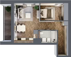 2 pokoje, apartament 42,98 m², piętro 1, oferta nr A/2/1.7, Smardzewska 8, Poznań, Grunwald, Grunwald Południe, ul. Smardzewska 8