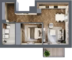 2 pokoje, apartament 44,17 m², piętro 1, oferta nr B/1/2, Smardzewska 8, Poznań, Grunwald, Grunwald Południe, ul. Smardzewska 8