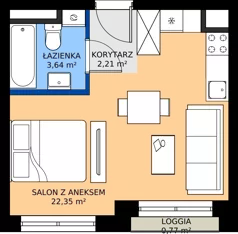 1 pokój, mieszkanie 28,33 m², piętro 7, oferta nr M055, IKONA Światowida 5, Warszawa, Białołęka, Tarchomin, ul. Światowida 5