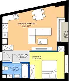 1 pokój, mieszkanie 45,75 m², piętro 2, oferta nr M010, IKONA Światowida 5, Warszawa, Białołęka, Tarchomin, ul. Światowida 5