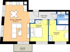 3 pokoje, apartament 56,29 m², piętro 1, oferta nr M084, IKONA Światowida 5, Warszawa, Białołęka, Tarchomin, ul. Światowida 5