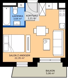 1 pokój, apartament 28,33 m², piętro 5, oferta nr M048, IKONA Światowida 5, Warszawa, Białołęka, Tarchomin, ul. Światowida 5