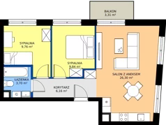 3 pokoje, mieszkanie 56,29 m², piętro 4, oferta nr M099, IKONA Światowida 5, Warszawa, Białołęka, Tarchomin, ul. Światowida 5