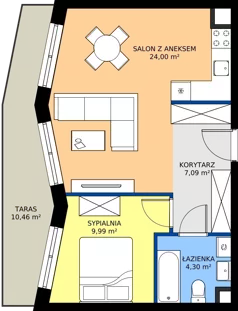 2 pokoje, apartament 45,38 m², piętro 5, oferta nr M044, IKONA Światowida 5, Warszawa, Białołęka, Tarchomin, ul. Światowida 5
