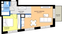 2 pokoje, apartament 43,53 m², piętro 2, oferta nr M013, IKONA Światowida 5, Warszawa, Białołęka, Tarchomin, ul. Światowida 5