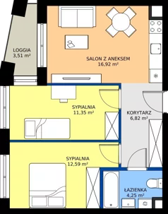 3 pokoje, apartament 52,42 m², piętro 1, oferta nr M005, IKONA Światowida 5, Warszawa, Białołęka, Tarchomin, ul. Światowida 5