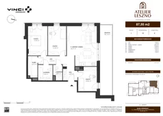 4 pokoje, mieszkanie 57,55 m², piętro 1, oferta nr 12, Atelier Leszno, Warszawa, Włochy, Młynów, ul. Leszno 17 A