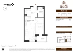 2 pokoje, mieszkanie 45,55 m², piętro 1, oferta nr 15, Atelier Leszno, Warszawa, Włochy, Młynów, ul. Leszno 17 A
